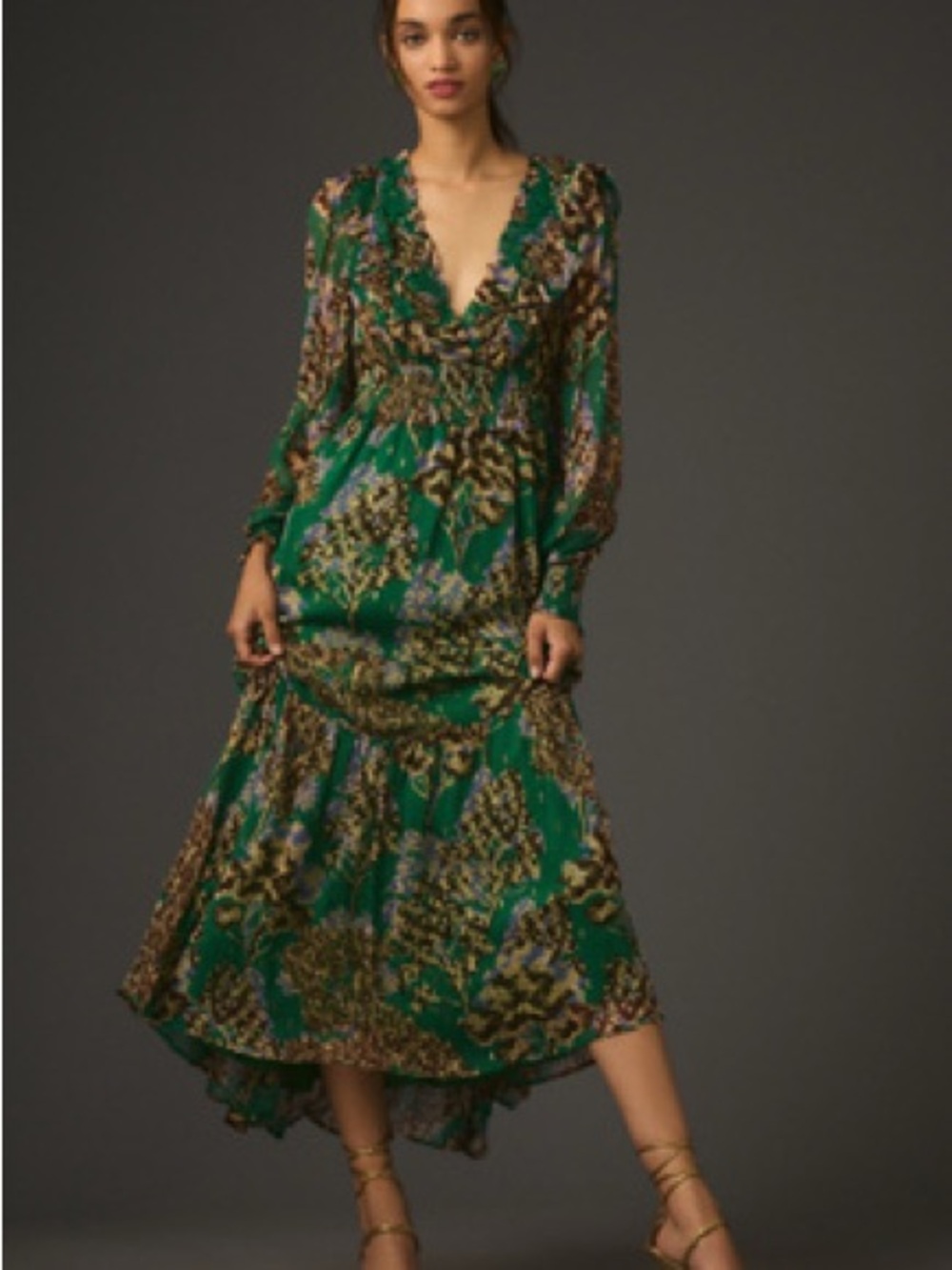 Anthropologie Odetta V-Neck Long Sleeve Dress